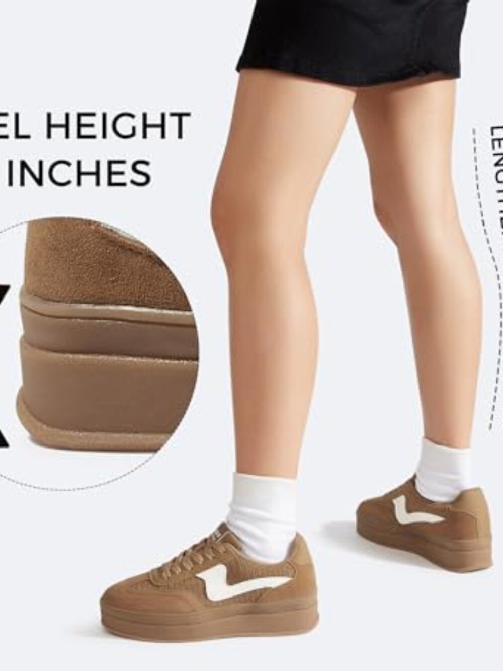 Women's Platform Fashion Sneakers Thick Sole Breathable Suede Leather - Picture 7 of 7